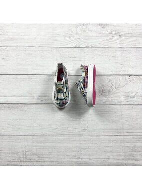 Blowfish Malibu Kids Plaid Canvas Slip On Sneakers Distressed Look 7